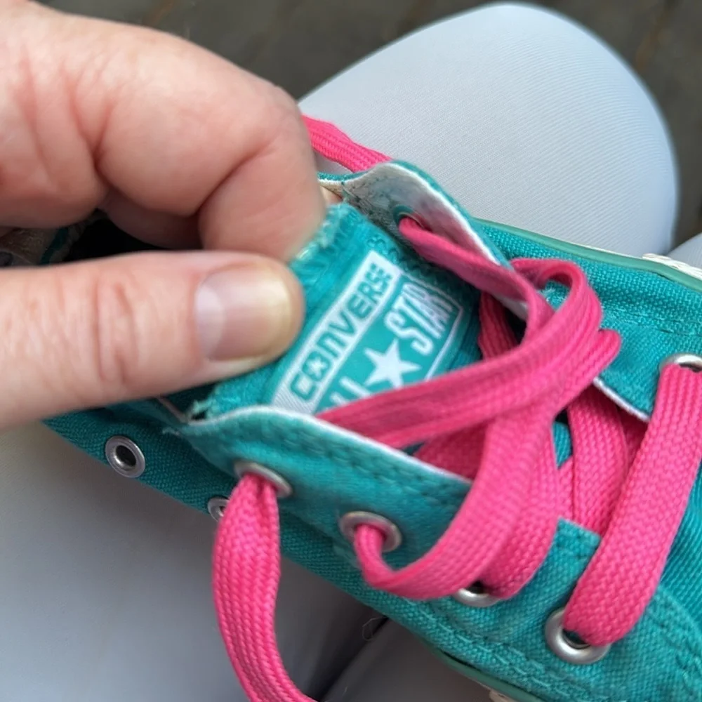 Converse girls teal and pink sneakers size 1